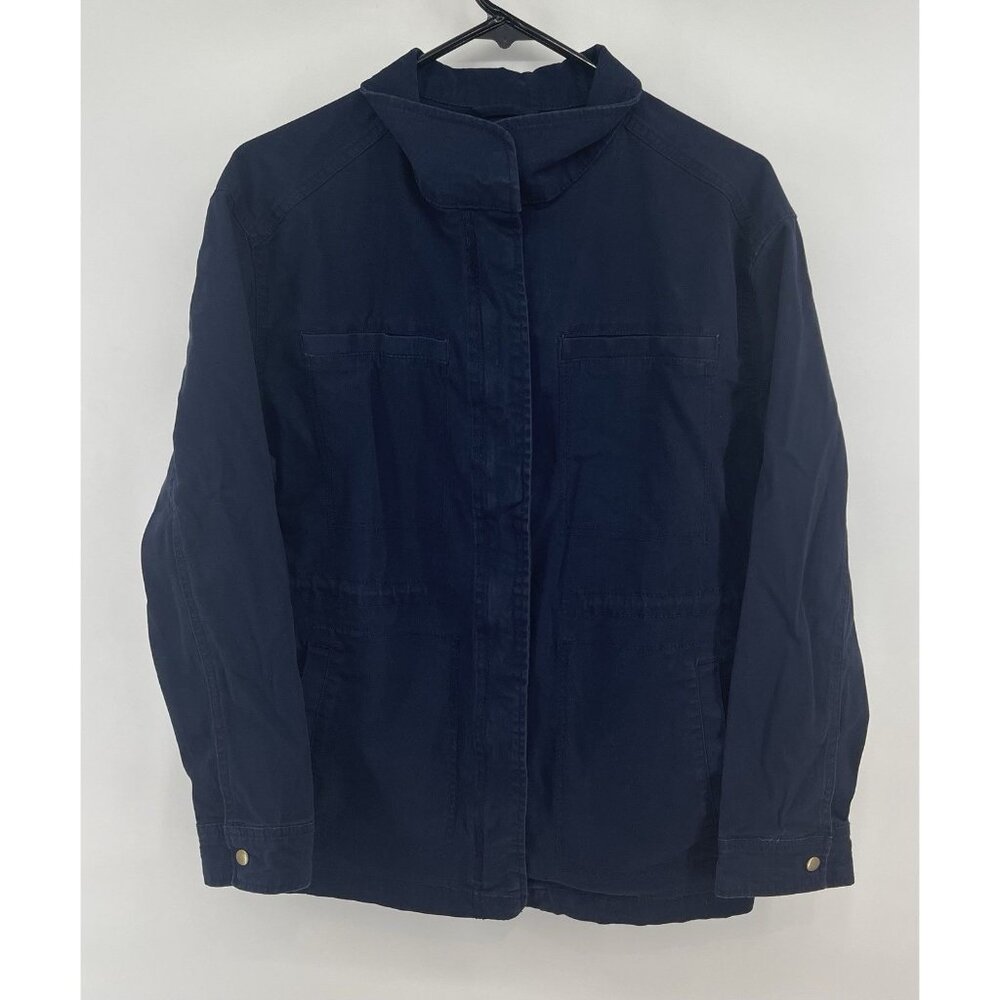 Old Navy Women's Medium Biker‎ Collared Denim Jean Jacket Zip Snap Preppy 6-8